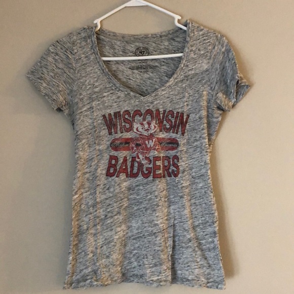 47 Tops - Wisconsin Badgers Heather Gray Tee